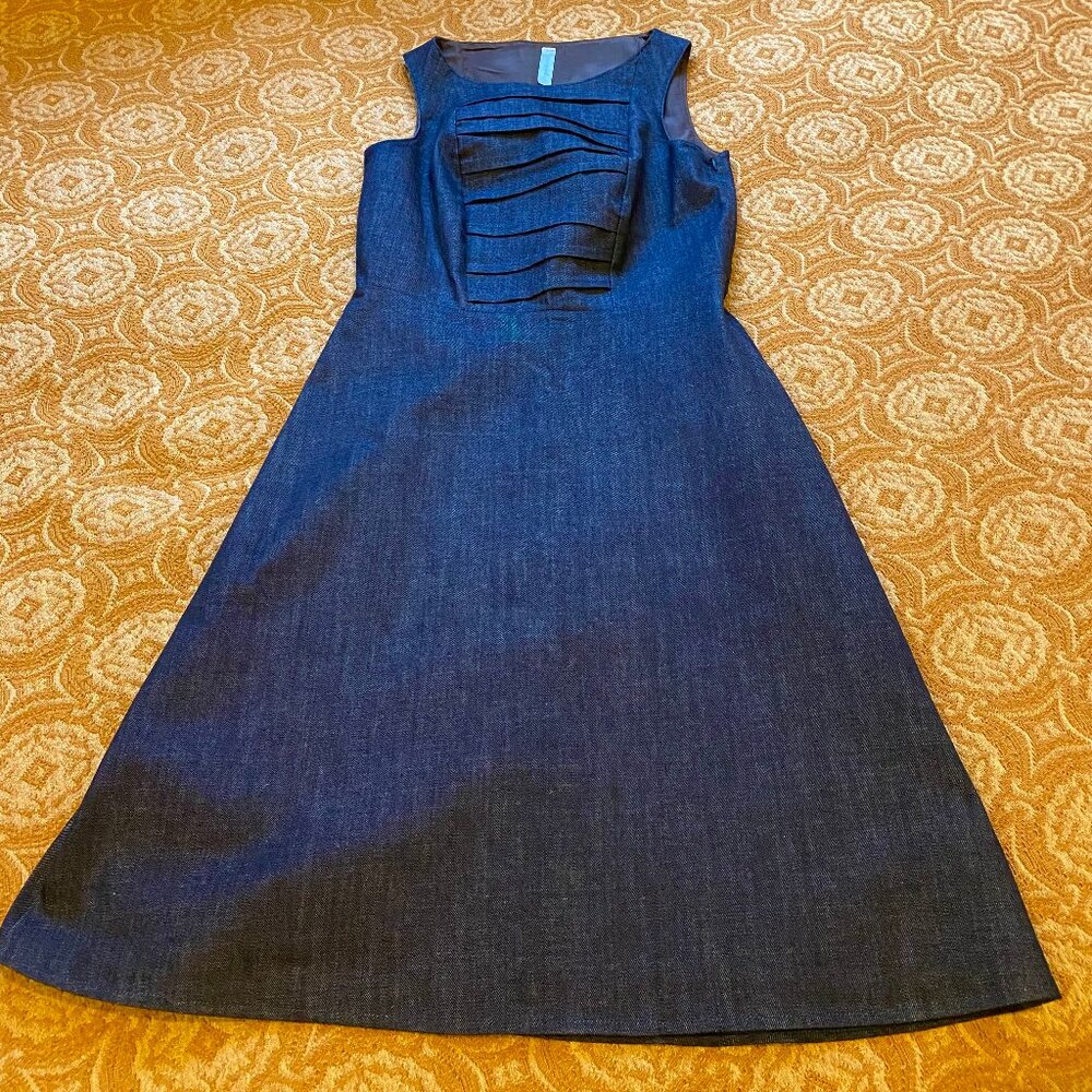 Garnish Brand Sleeveless Jean Dress with Pleated Front